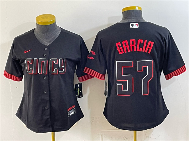 Youth Cincinnati Reds #57 Julian Garcia Black City Connect Stitched Baseball Jersey